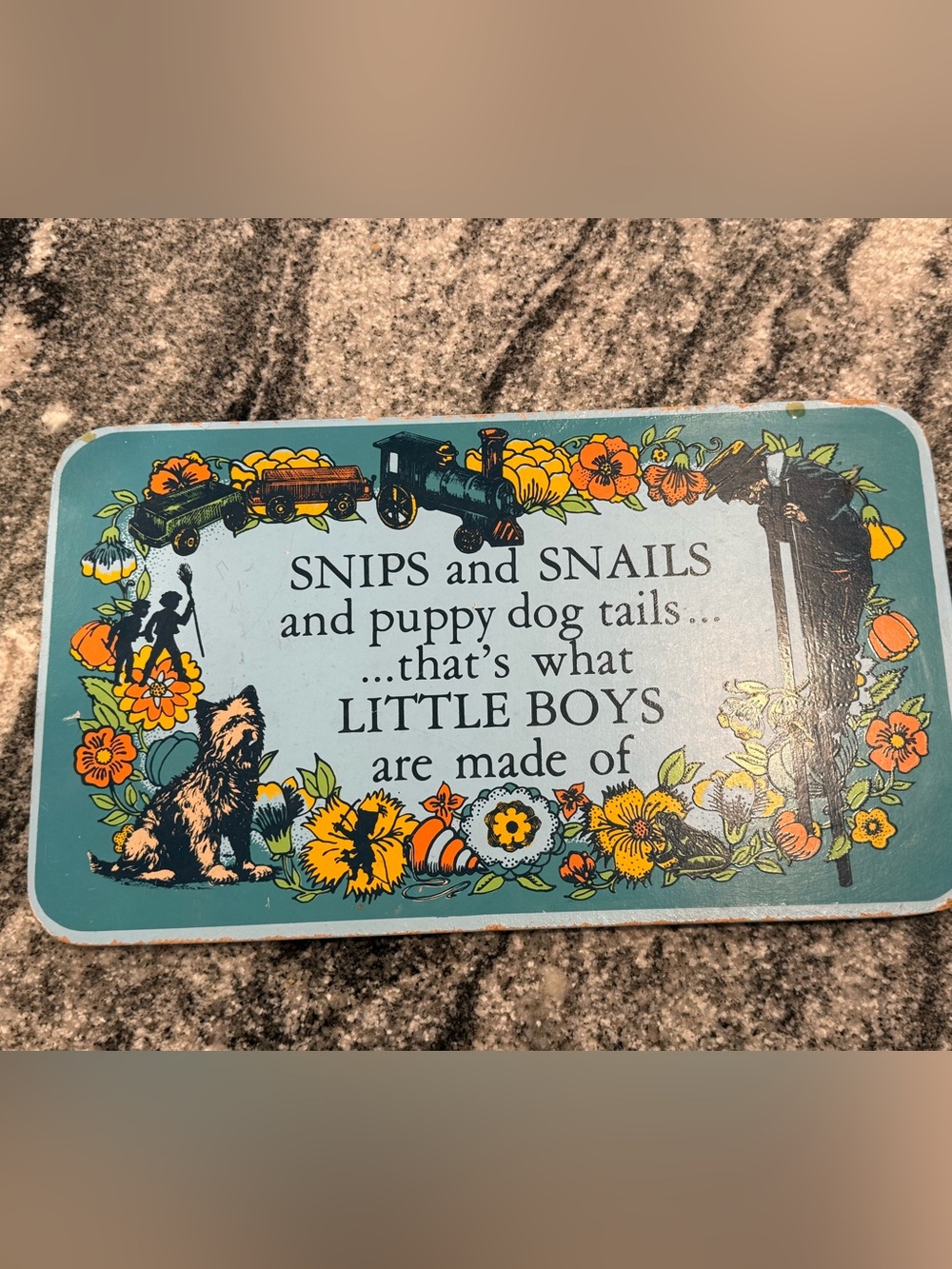 Vintage-Style Little Boy 'Snips and Snails' Decorative Plaque for nursery/ room